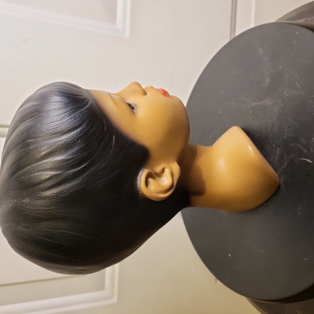 Chalkware Mid-century Modern Boy's Head Bust Made in Denmark 9" - Picture 6 of 12
